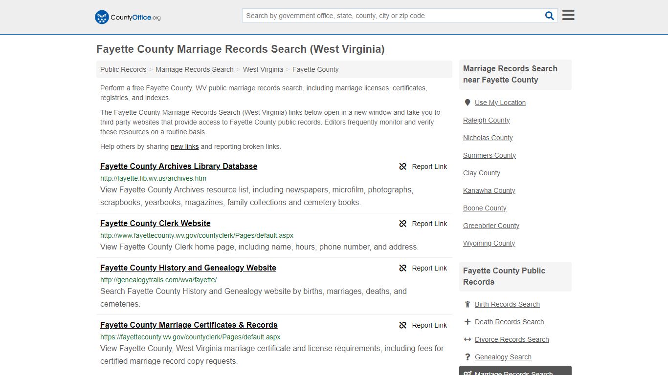 Marriage Records Search - Fayette County, WV (Marriage Licenses ...